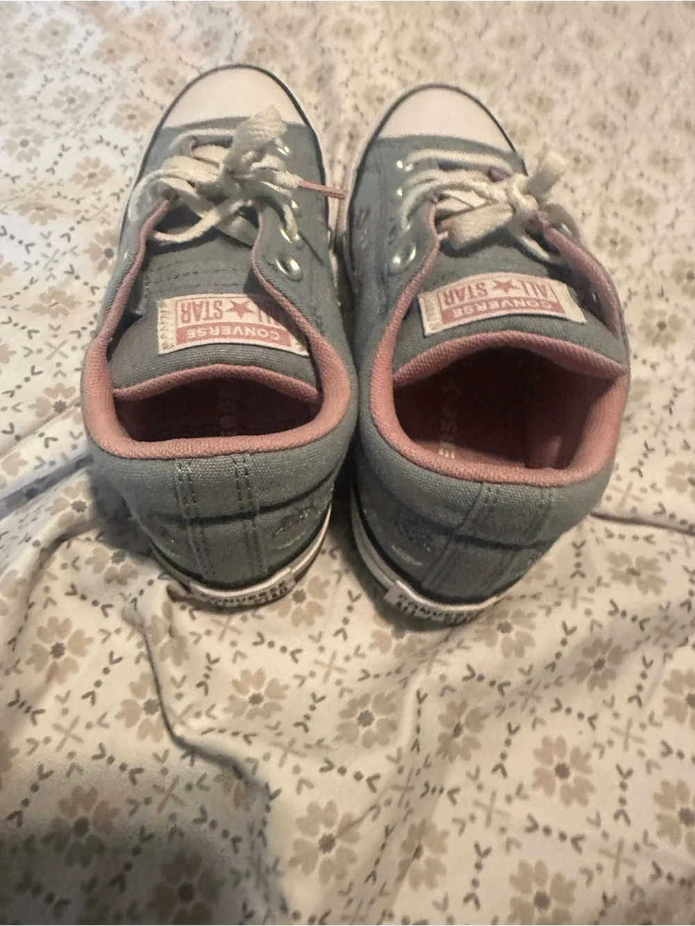Converse Kids Low Top Sneakers - Blue with Pink Trim